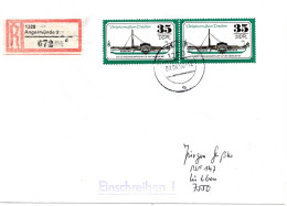 59684 - DDR - 1990 - 2@35Pfg Flussdampfer A R-Bf ANGERMUENDE -> Luebben - Boten