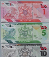 Trinidad And Tobago 1 Dollar, 5 And 10 Dollars 2020 UNC Polymer - Trinidad & Tobago