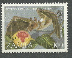 Zambia, 1989 (#481c), Fauna Mammals Bats Animals Animales Animaux Animali Tiere Animais Zwierzeta Fruits Früchte Frutta - Chauve-souris