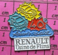 516A Pin's Pins / Beau Et Rare & TB état / AUTOMOBILES / RENAULT USINE DE FLINS 40e ANNIVERSAIRE - Renault