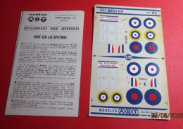 823 Pour Collectionneurs Avertis : DECALS ABT Années 60/70 : N°5 SPITFIRES 1940 1942  , Decal Et Notice Complets TBE - Vliegtuigen