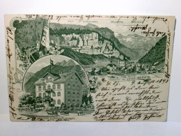 Unter - Iberg / Unteriberg. Schweiz. Alte Ansichtskarte / Lithographie / Vorläufer ?, S/w, Gel. 1898. 3 Ansich - Berg