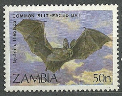 Zambia, 1989 (#478a), Fauna, Mammals, Bats, Animals, Animales, Animaux, Animali, Tiere, Animais, Zwierzeta - 1v Single - Chauve-souris