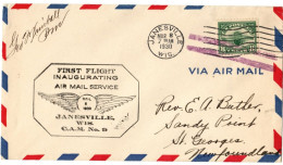 (R127) SCOTT # C4 - Janesville Wis - Inaugurating C.A.M. 9 Via Air Mail - Black Marking " Postal Telegraphs " 1930 - 1c. 1918-1940 Cartas & Documentos