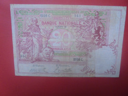 BELGIQUE 20 Francs 1919 Circuler (B.18) - 5-10-20-25 Franchi
