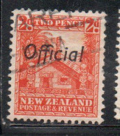 NEW ZEALAND NUOVA ZELANDA 1936 1942 1938 OFFICIAL STAMPS MAORI CARVED HOUSE OVERPRINTED 2p USATO USED OBLITERE' - Gebruikt