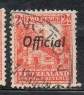 NEW ZEALAND NUOVA ZELANDA 1936 1942 1938 OFFICIAL STAMPS MAORI CARVED HOUSE OVERPRINTED 2p USATO USED OBLITERE' - Used Stamps