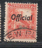 NEW ZEALAND NUOVA ZELANDA 1936 1942 1938 OFFICIAL STAMPS MAORI CARVED HOUSE OVERPRINTED 2p USATO USED OBLITERE' - Usati