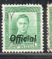 NEW ZEALAND NUOVA ZELANDA 1941 OFFICIAL STAMPS KING GEORGE VI OVERPRINTED 1p USED USATO OBLITERE' - Gebruikt