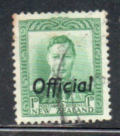 NEW ZEALAND NUOVA ZELANDA 1941 OFFICIAL STAMPS KING GEORGE VI OVERPRINTED 1p USED USATO OBLITERE' - Used Stamps