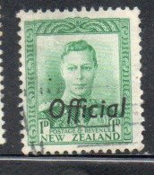 NEW ZEALAND NUOVA ZELANDA 1941 OFFICIAL STAMPS KING GEORGE VI OVERPRINTED 1p USED USATO OBLITERE' - Usados