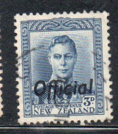 NEW ZEALAND NUOVA ZELANDA 1941 OFFICIAL STAMPS KING GEORGE VI OVERPRINTED 3p USED USATO OBLITERE' - Gebraucht