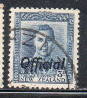 NEW ZEALAND NUOVA ZELANDA 1941 OFFICIAL STAMPS KING GEORGE VI OVERPRINTED 3p USED USATO OBLITERE' - Gebraucht