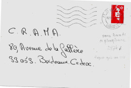 Variété Sur Lettre N° Yvert 2874d Sans Bande De Phosphore Oblitération Secap DC 33 Blanquefort 08.04.96 - Briefe U. Dokumente