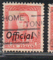 NEW ZEALAND NUOVA ZELANDA 1936 1942 1938 OFFICIAL STAMPS KING GEORGE VI OVERPRINTED 1p USED USATO OBLITERE' - Oblitérés