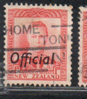 NEW ZEALAND NUOVA ZELANDA 1936 1942 1938 OFFICIAL STAMPS KING GEORGE VI OVERPRINTED 1p USED USATO OBLITERE' - Usados