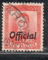 NEW ZEALAND NUOVA ZELANDA 1936 1942 1938 OFFICIAL STAMPS KING GEORGE VI OVERPRINTED 1p USED USATO OBLITERE' - Oblitérés