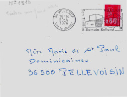 Variété Sur Lettre N° Yvert 1816L 3 Bandes Sur Fond Rosé Oblitération Secap 94 Villejuif 20-4 1976 - Lettres & Documents