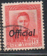 NEW ZEALAND NUOVA ZELANDA 1946 1951 OFFICIAL STAMPS KING GEORGE VI OVERPRINTED 1 1/2p USED USATO OBLITERE' - Gebraucht