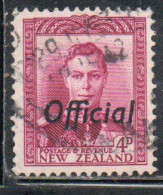 NEW ZEALAND NUOVA ZELANDA 1946 1951 OFFICIAL STAMPS KING GEORGE VI OVERPRINTED 4p USED USATO OBLITERE' - Usati