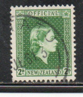 NEW ZEALAND NUOVA ZELANDA 1954 OFFICIAL STAMPS QUEEN ELIZABETH II 2p USED USATO OBLITERE' - Dienstmarken