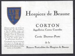 ETIQUETTE - HOSPICES De BEAUNE - CORTON - Cuvée Docteur Peste - Bourgogne