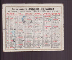 CALENDRIER 1949 IMPRIMERIE JULIEN FRAZIER PARIS - Petit Format : 1941-60