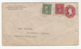 Baldwin-Miller Co., Indianapolis Preprinted Postal Stationery Letter Cover Posted 1909 To Germany - Uprated B230810 - 1901-20