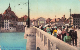 SUISSE - Basel - Mittl Rheinbrücke Mit Grossbasel - Colorisé - Carte Postale Ancienne - Altri & Non Classificati