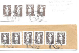 Variété Sur 2 Fragments N° Yvert 2873 X 10 (2 Teintes) Blitération Manuelle Bordeaux-Aquitaine 1994 Et 1996 - Lettres & Documents