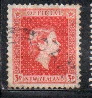 NEW ZEALAND NUOVA ZELANDA 1954 OFFICIAL STAMPS QUEEN ELIZABETH II 3p USED USATO OBLITERE' - Dienstzegels