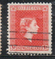 NEW ZEALAND NUOVA ZELANDA 1954 OFFICIAL STAMPS QUEEN ELIZABETH II 3p USED USATO OBLITERE' - Servizio