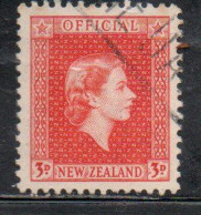 NEW ZEALAND NUOVA ZELANDA 1954 OFFICIAL STAMPS QUEEN ELIZABETH II 3p USED USATO OBLITERE' - Dienstzegels