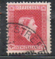 NEW ZEALAND NUOVA ZELANDA 1954 OFFICIAL STAMPS QUEEN ELIZABETH II 9p USED USATO OBLITERE' - Dienstzegels