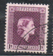 NEW ZEALAND NUOVA ZELANDA 1954 OFFICIAL STAMPS QUEEN ELIZABETH II 1sh USED USATO OBLITERE' - Oficiales