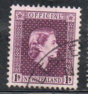 NEW ZEALAND NUOVA ZELANDA 1954 OFFICIAL STAMPS QUEEN ELIZABETH II 1sh USED USATO OBLITERE' - Servizio