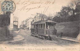 92-COURBEVOIE- STATION DE TRAMWAYS, RUE DE L'HÔTEL DE VILLE - Courbevoie