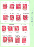 Variété Diverses Sur 16 Timbres 15f Gandon Rouge N° Yvert 813 Oblitération Diverses - Usati