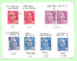 Variété Diverses Sur 8 Timbres  Gandon N° Yvert 811-812 Et 813 Oblitération Diverses - Usados