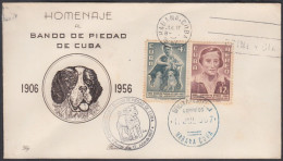 FDC CUBA 1957. CINCUENTENARIO BANDO DE PIEDAD. JEANNETTE RYDER. PERROS - FDC