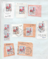 Variété Diverses Sur 20 Timbres  0,25 Coq N° Yvert 1331 Oblitération Diverses - Used Stamps