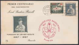 FDC CUBA 1957. LORD BADEN POWELL. BOY SCOUTS. EDIFIL 682/83. CACHÉ LILY - FDC