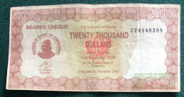 ZIMBABWE 20000  Dolars - Zimbabwe