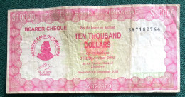 ZIMBABWE 10000 Dolars - Zimbabwe