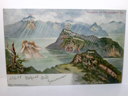 Kneippkur Am Vierwaldstätter - See. Schweiz. Alte Ansichtskarte / Lithographie / Künstlerkarte V. E. Schlemo ? - Wald