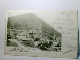 Chur. Gruss Aus.., Schweiz. Alte Ansichtskarte / Lithographie S/w, Gel. 1903. Schloss - Hof U. Martinskirche. - Coire