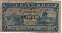 TRINIDAD & TOBAGO   $ 1   P5c   Dated 1.1.1943    (Salings Ships, Palm Tree + Arms At Back) - Trinité & Tobago