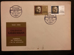 LETTRE TP CALOUSTE GULBENKIAN 1S + 8S OBL.20 JUL 1965 LISBOA - Briefe U. Dokumente