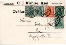 59745 - Deutsches Reich - 1920 - 10Pfg Germania MiF A OrtsKte KIEL - Storia Postale