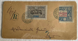 Cote Des Somalis YT 15ca = 2200€ 50c Timbre Coupé Sur Partie De Lettre DJIBOUTI 1901>USA (cover Bisect Obock Marseille - Covers & Documents